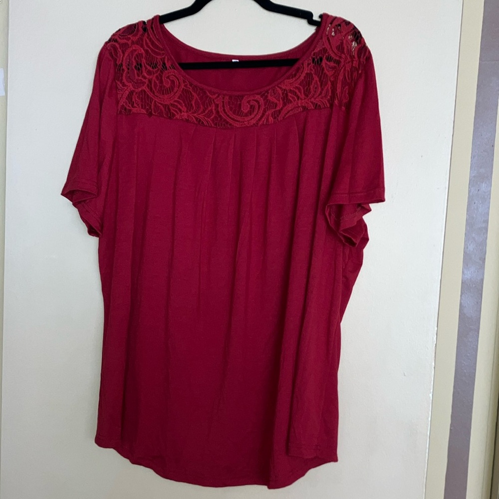 Elegant Red Lace Women's Top
